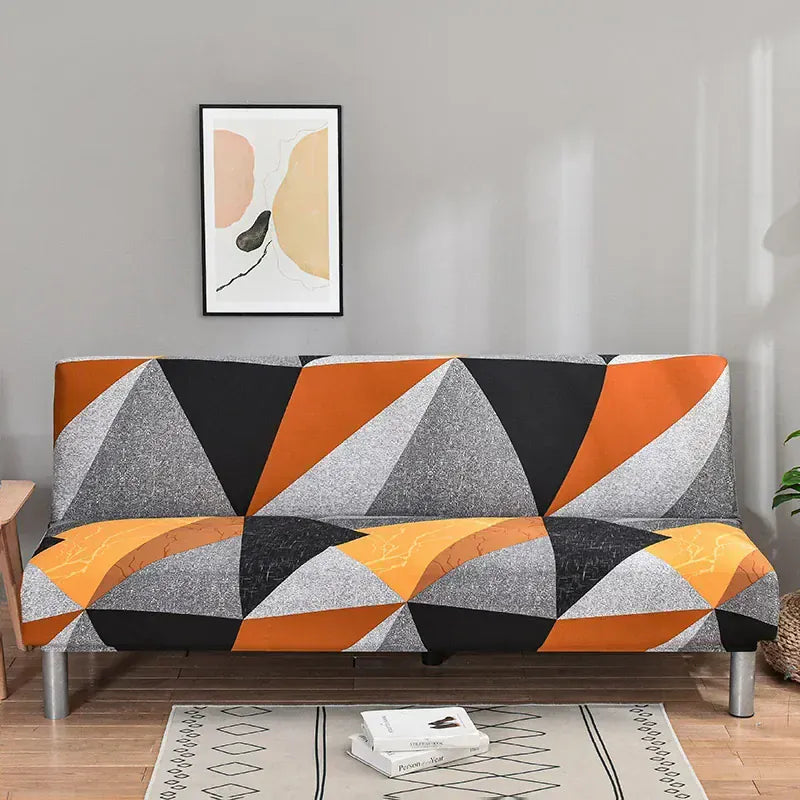 Housse de Canapé <br> Imprimé Clic-Clac à Motif Géométrique Orange Couleur 31 / S 120-150cm