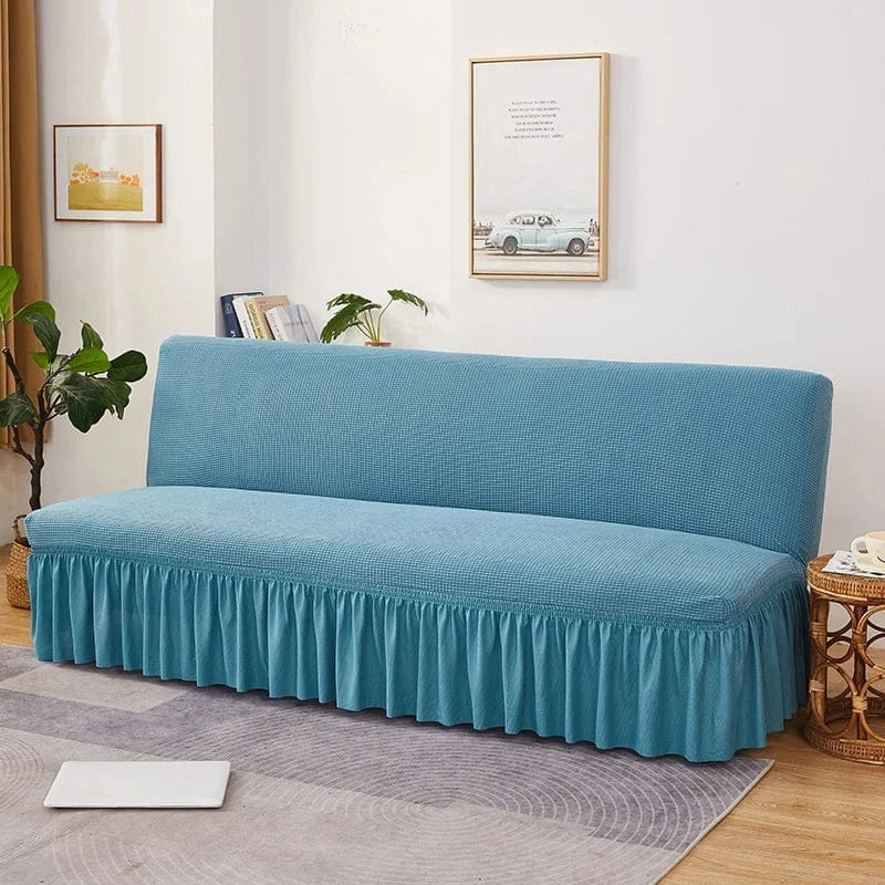 Housse de Canapé Géométrique à Jupe Bleu Clair A8 Blue / 120-140cm