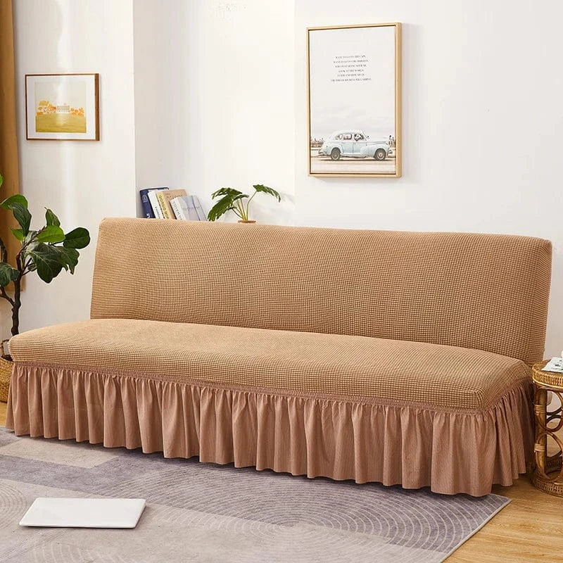 Housse de Canapé Géométrique à Jupe Marron A7 Sofa Cover / 120-140cm