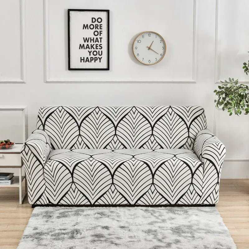 Housse de Canapé Imprimé Blanc et Noir Color 08 / 1pc 4 Seater