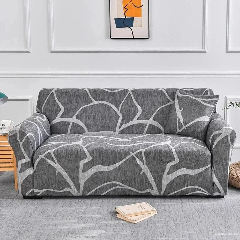 Housse de Canapé Imprimé Gris Clair et Ivoire Color 12 / 1pc 4 Seater