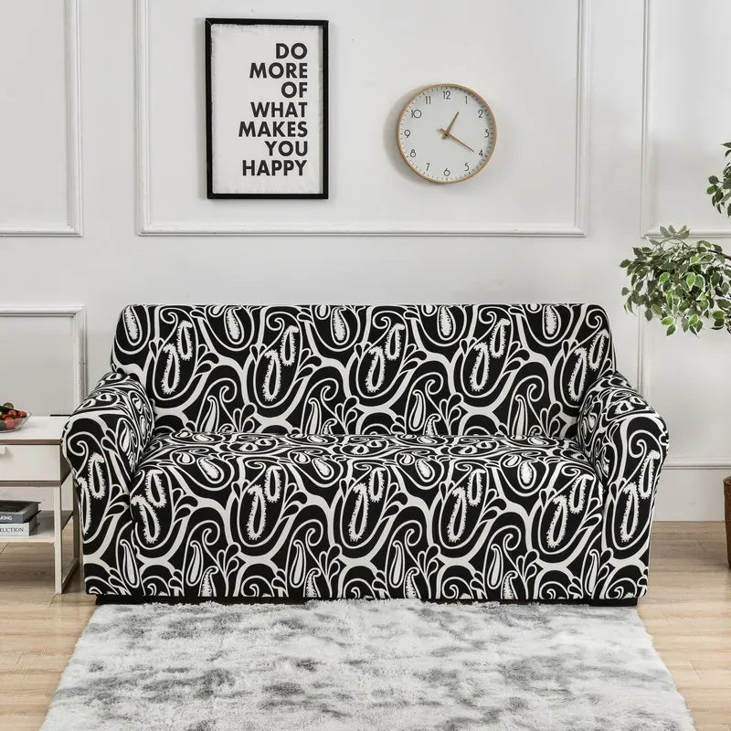 Housse de Canapé Imprimé Gris et Noir Color 09 / 1pc 4 Seater