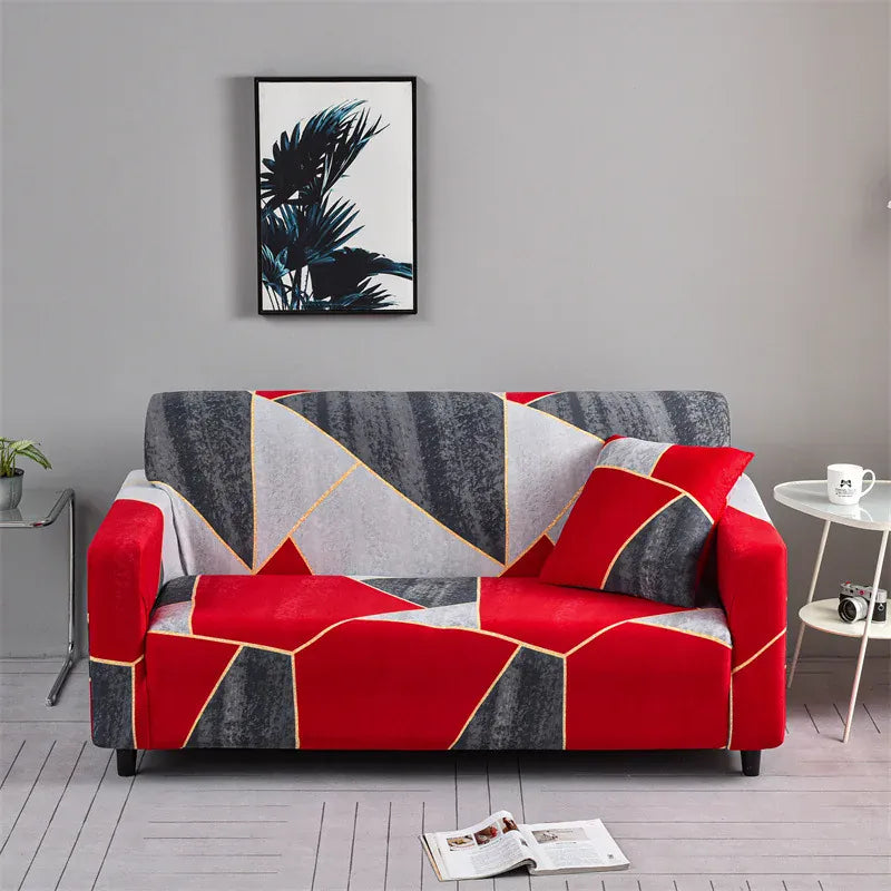 Housse de Canapé Imprimé Gris et Rouge Color 20 / 1pc 4 Seater