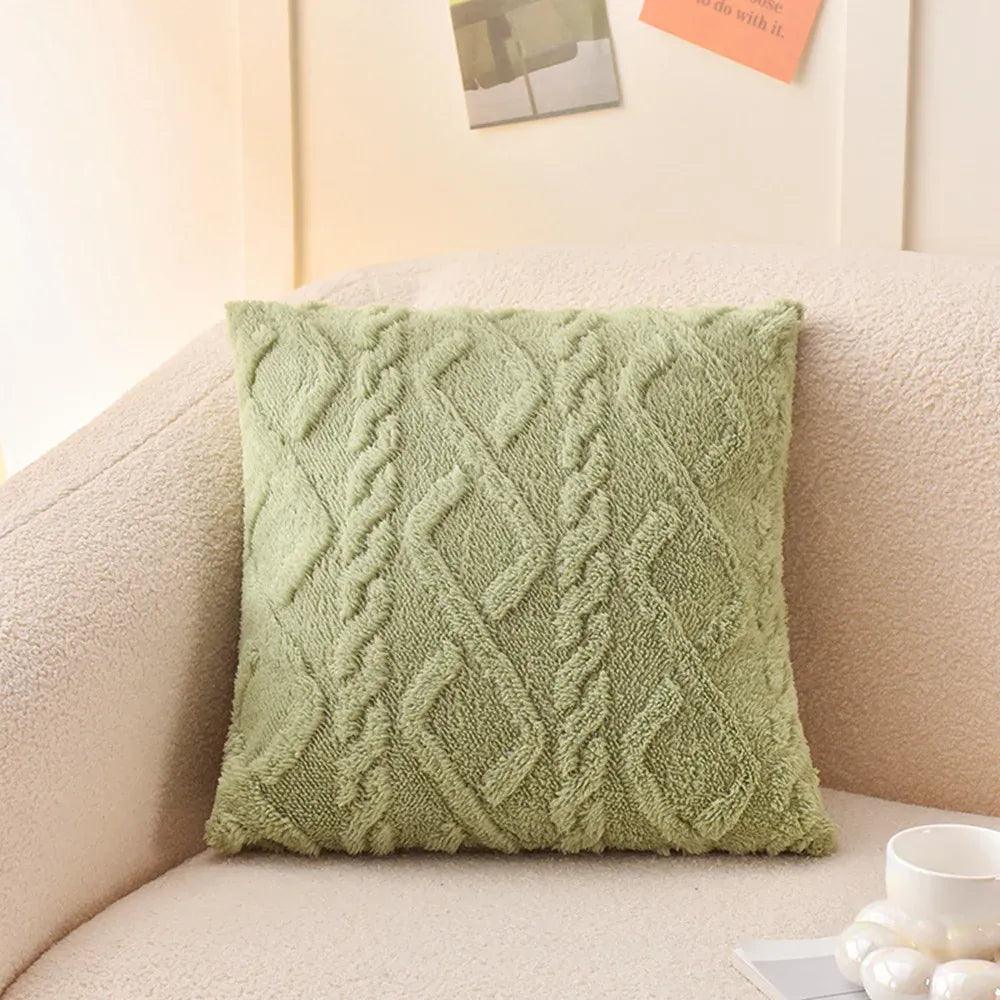 Housse de Coussin Déco en Peluche Vert Vert / 40x40cm
