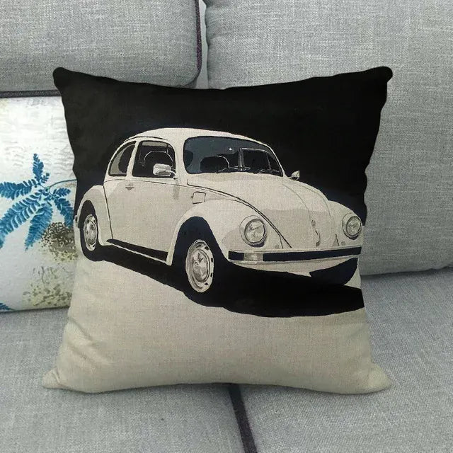 Housse de Coussin Décorative Motif VW Coccinelle Rétro 19 / 40x40cm