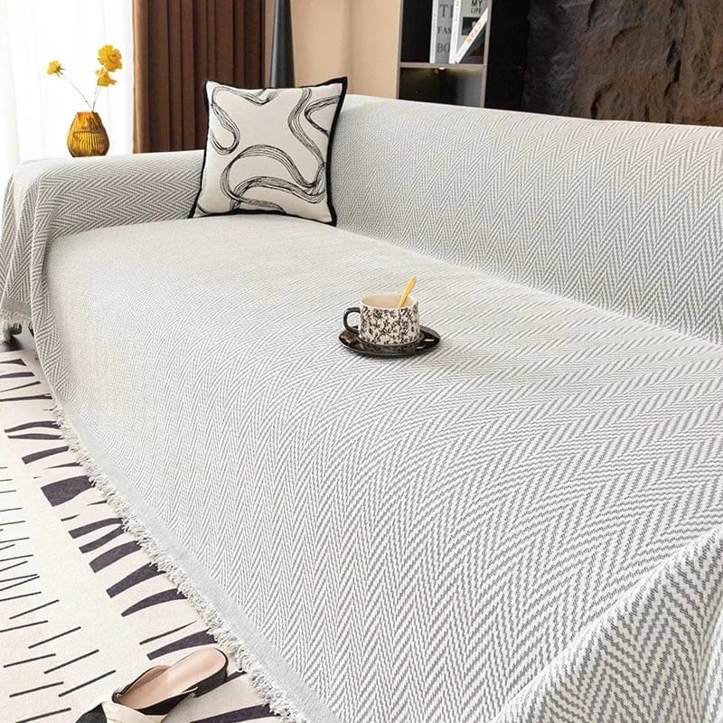 Jeté de Canapé en Chenille Nordique Gris Clair A1 Gris / 180x130cm S