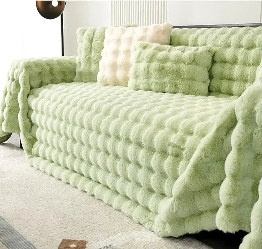 Jeté de Canapé Luxe en Peluche Imitation Lapin Vert Vert / 180x130cm 1pc
