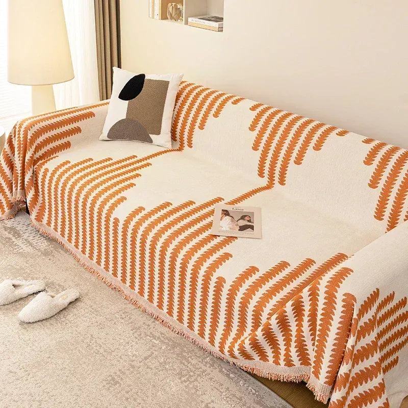 Jeté de Canapé Motif Classique à Rayures Orange A6 / 180x130cm S