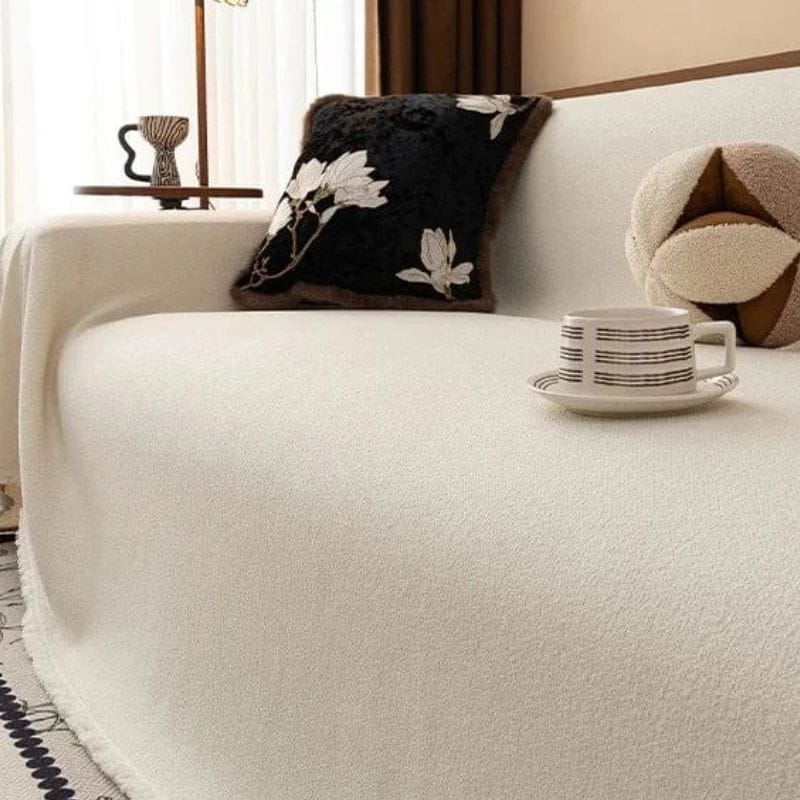 Jeté de Canapé Unie Beige Crème / 90x90cm