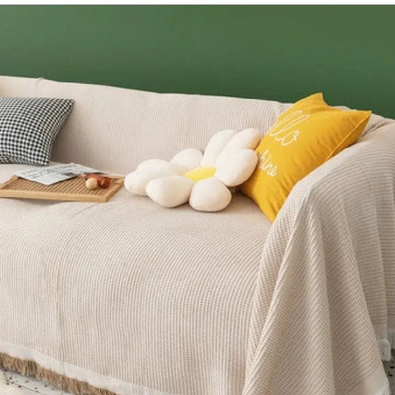 Jeté Nordique en Coton Uni Beige Beige / 90x90cm