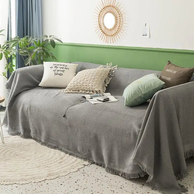 Jeté Nordique en Coton Uni Gris Foncé 12.Gris Foncé / 90x90cm