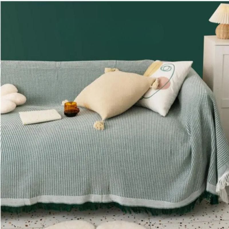 Jeté Nordique en Coton Uni Vert Vert / 90x90cm