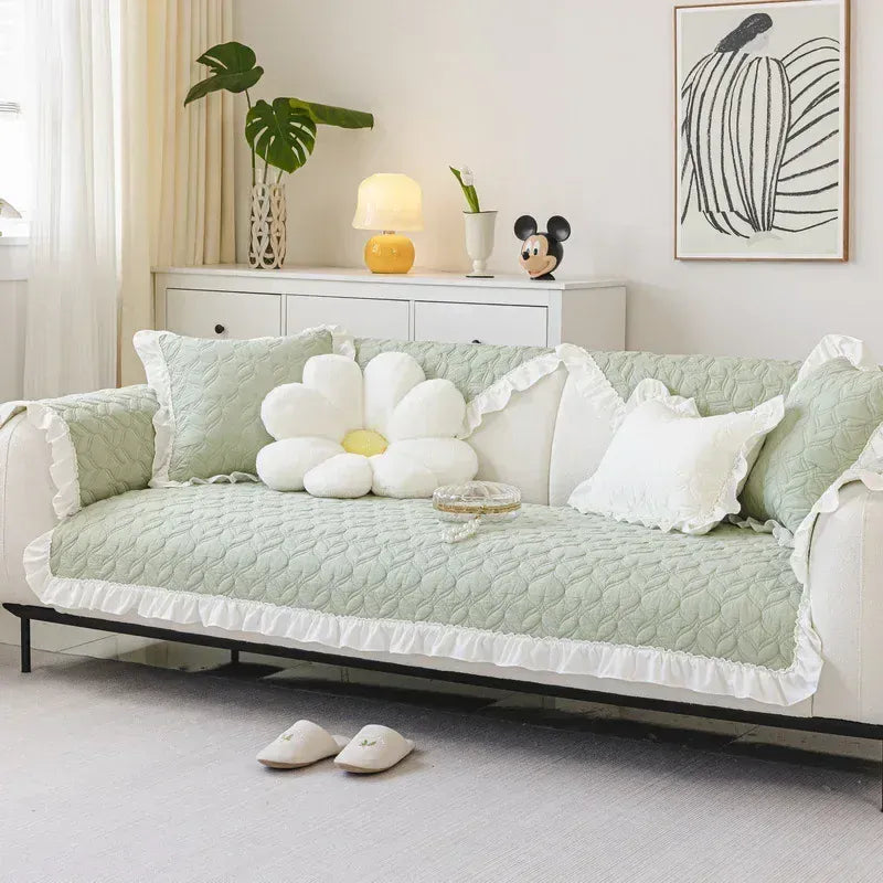 Protège Canapé Coton Antidérapant Vert A4 / A 70x70cm 1pc