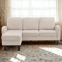 Canapé d'Angle Beige Compact en Tissu Respirant Rosy Red