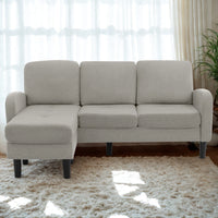 Canapé d'Angle Gris Clair Compact en Tissu Respirant Olive Brown