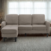 Canapé d'Angle Gris Foncé Compact en Tissu Respirant Olive