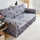 Housse de Canapé avec Jupe et Motif Feuillage Gris Color 18 / 4seater(235-300cm)