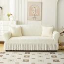 Housse de Canapé avec Jupe Motif Feuillage Beige Beige / Large