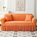 Housse de Canapé avec Jupe Motif Feuillage Orange Orange / Large