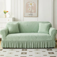 Housse de Canapé avec Jupe Motif Feuillage Vert Mint Green / Large