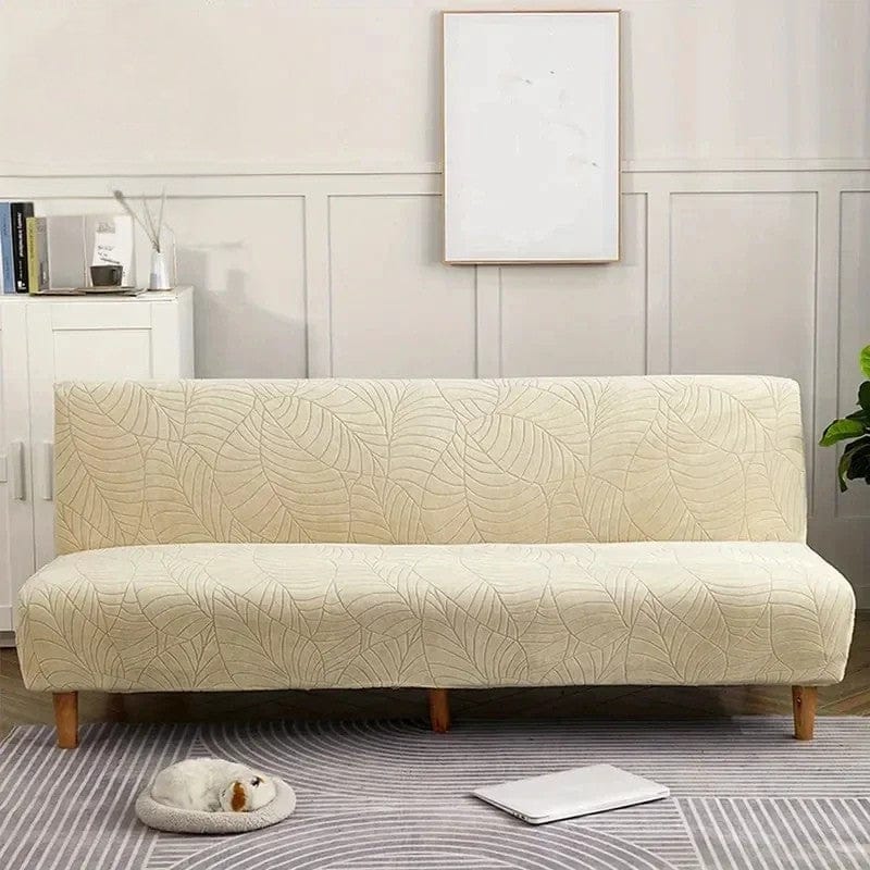 Housse de Canapé Clic-Clac Motif Feuillage Beige