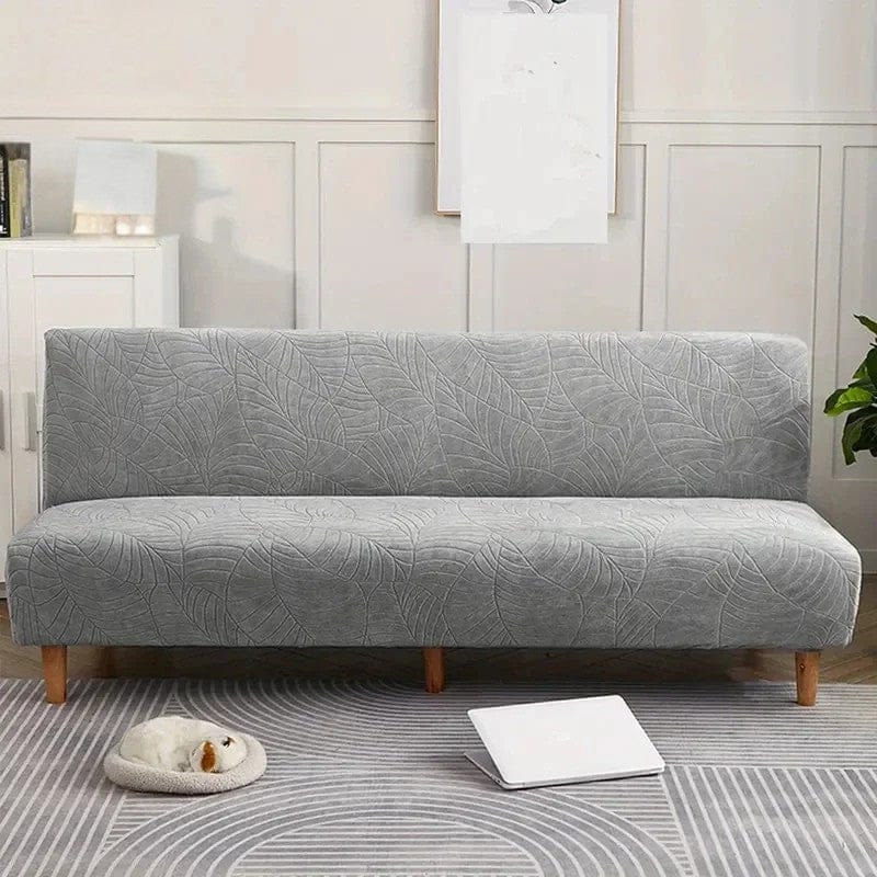 Housse de Canapé Clic-Clac Motif Feuillage Gris