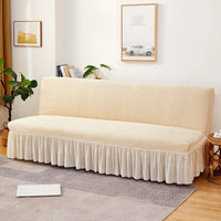 Housse de Canapé Géométrique à Jupe Beige A1 Beige / 120-140cm