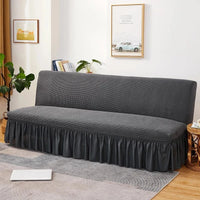 Housse de Canapé Géométrique à Jupe Gris Foncé A6 Sofa Cover / 120-140cm