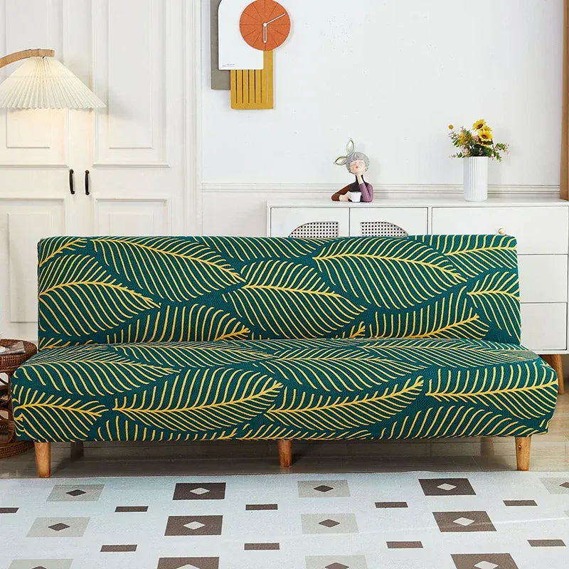 Housse de Canapé Imprimé Clic-Clac à Motif à Feuille Verte et Jaune