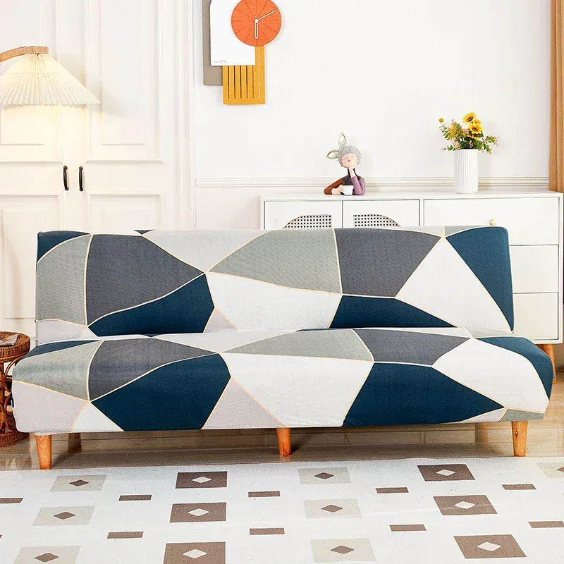 Housse de Canapé Imprimé Clic-Clac à Motif Bleu et Blanc