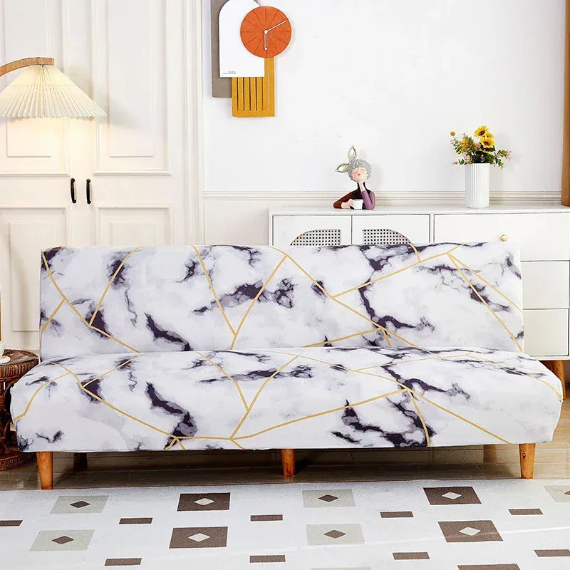 Housse de Canapé Imprimé Clic-Clac à Motif Marbre avec Dorure