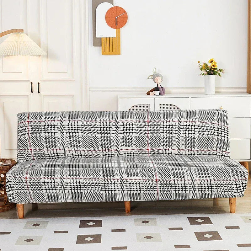 Housse de Canapé Imprimé Clic-Clac à Motif Quadrillé Gris