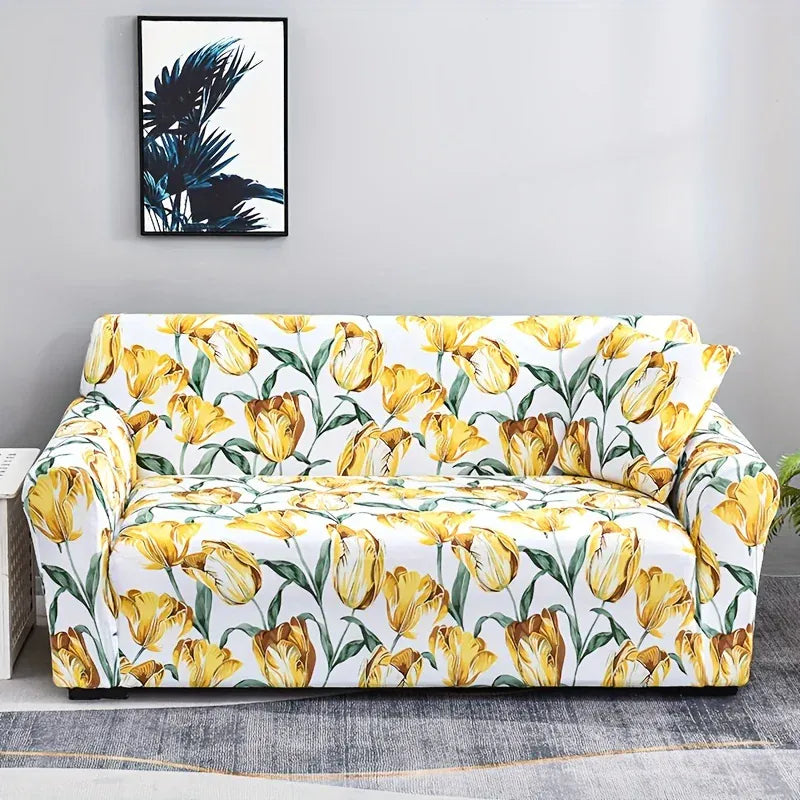 Housse de Canapé Imprimé Fleur Jaune