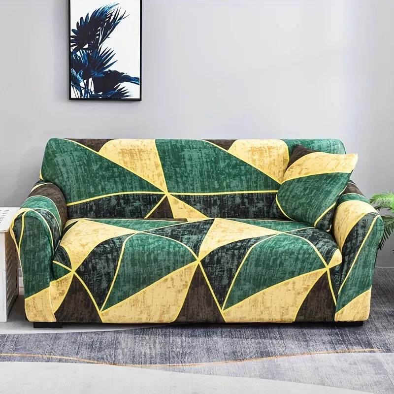 Housse de Canapé Imprimé Vert et Jaune