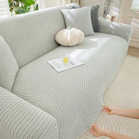 Housse de Canapé Motif Géométrique Gris Clair Light Gray / 2 Seater 145-180cm