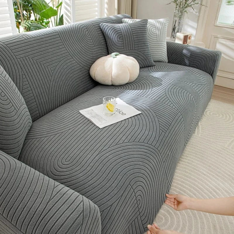 Housse de Canapé Motif Géométrique Gris Foncé