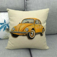 Housse de Coussin Décoratif Motif VW Coccinelle Jaune Rétro 7 / 40x40cm