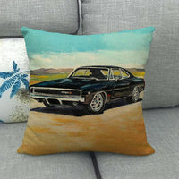 Housse de Coussin Décorative Motif Muscle Car Américaine Rétro 2 / 40x40cm