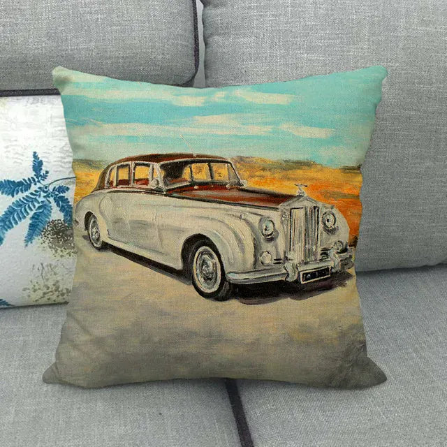 Housse de Coussin Décorative Motif Voiture de Luxe Classique