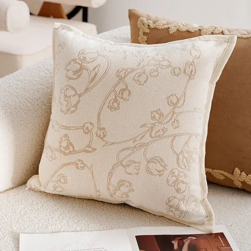 Housse de Coussin Luxe Léger avec Motif Fleur