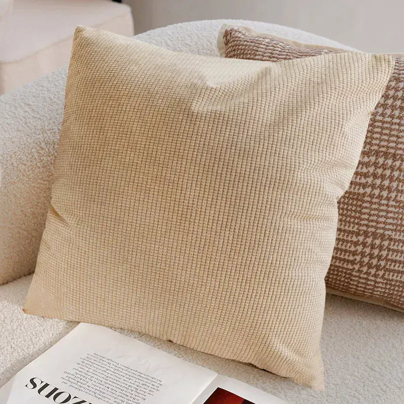 Housse de Coussin Luxe Léger Unie Beige