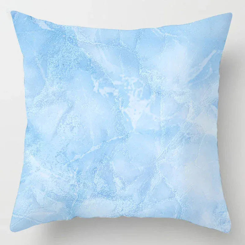 Housse de Coussin Motif Marbre Bleu Ciel