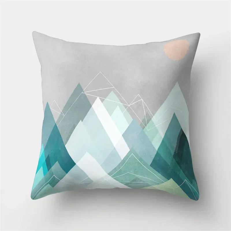 Housse de Coussin Motif Paysage Stylisé