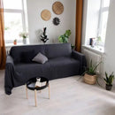 Jeté de Canapé Doux en Lin Naturel Noir Noir / 100x160cm