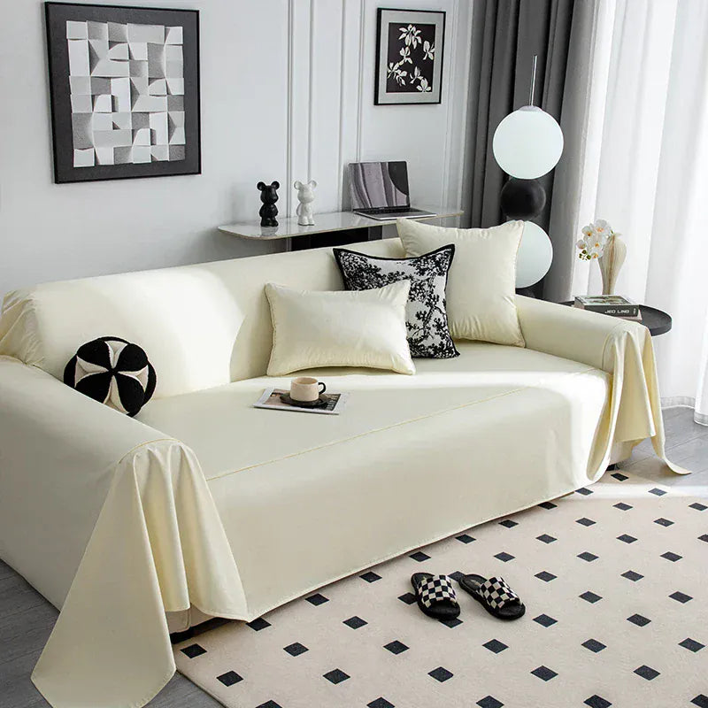 Jeté de Canapé en Similicuir Blanc