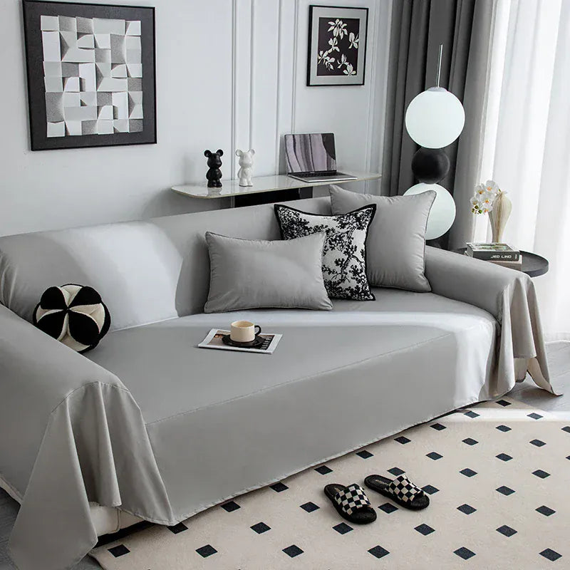 Jeté de Canapé en Similicuir Gris