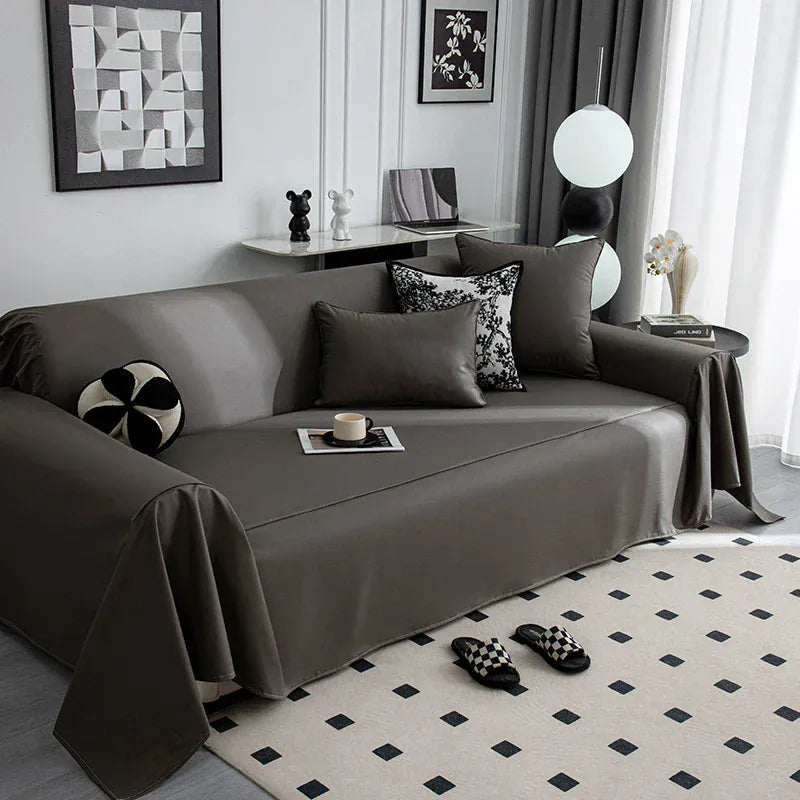 Jeté de Canapé en Similicuir Marron Foncé