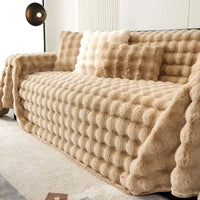 Jeté de Canapé Luxe en Peluche Imitation Lapin Caramel Caramel / 180x130cm 1pc