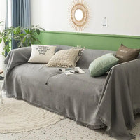 Jeté Nordique en Coton Uni Gris Foncé 12.Gris Foncé / 90x90cm