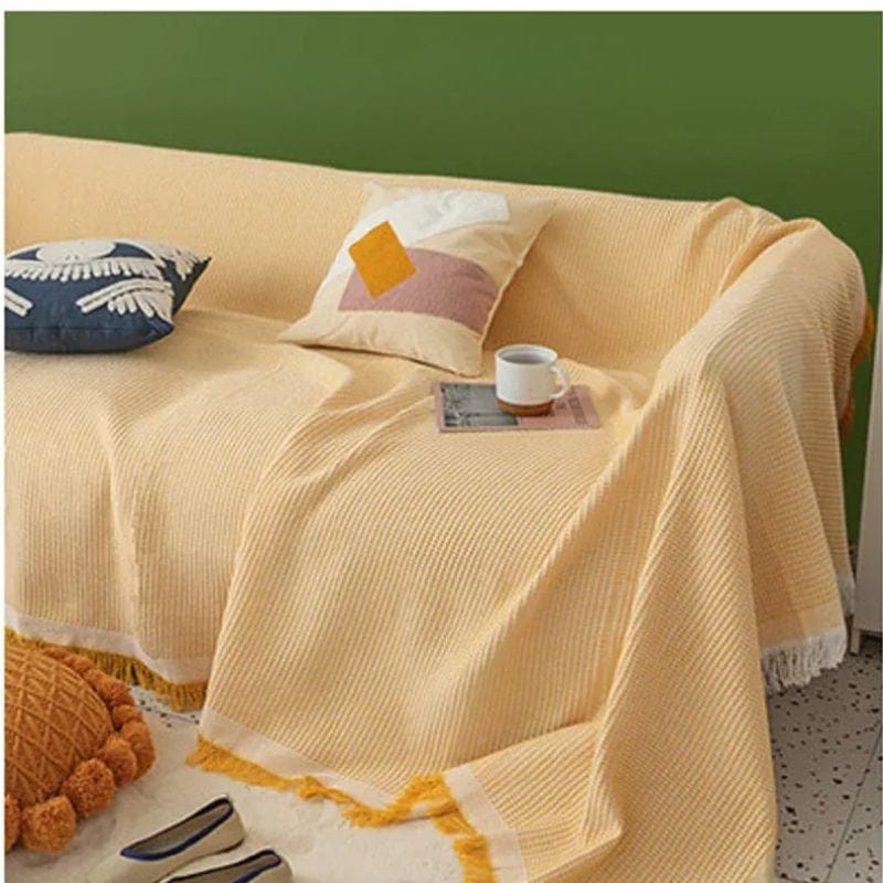 Jeté Nordique en Coton Uni Orange